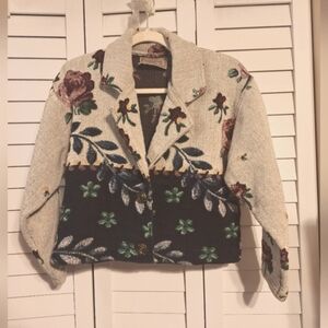 Painted Pony Vintage tapestry jacket size small 19 ptp x 19L